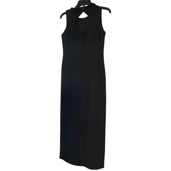 Liz Claiborne NIGHT Evening Gown Dress Maxi Black Beaded Neck Size 4 (READ) - Picture 2 of 10